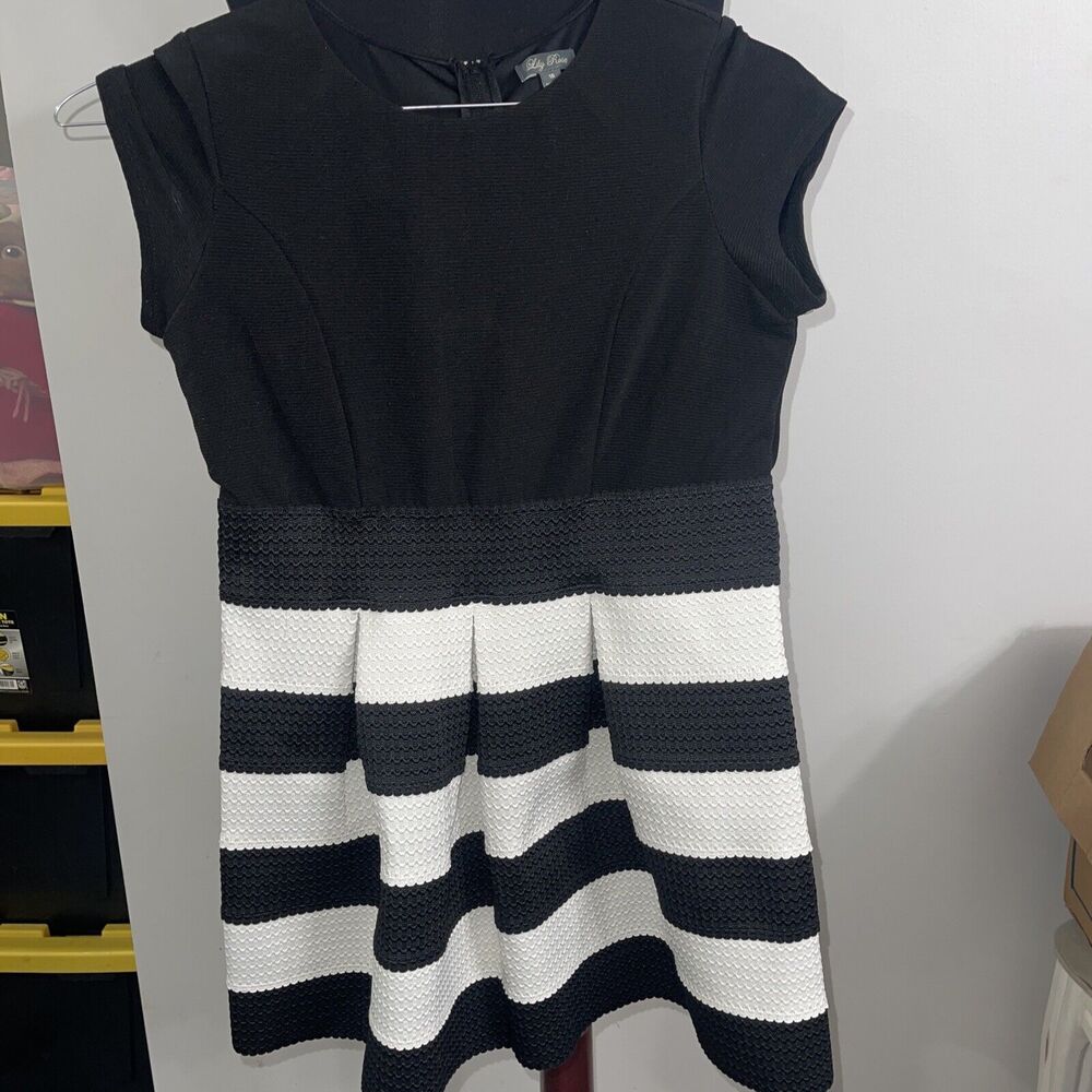 girls LILY ROSE FANCY DRESS black ivory COCKTAIL PARTY short sleeve SIZE 16 Mm55